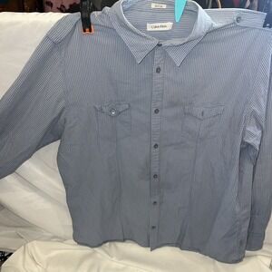 Calvin Klein Shirt Mens xxlBlue Button Down Dress Shirt 98